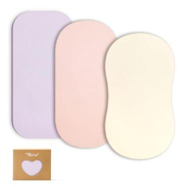 Imagem de TILLYOU Lençóis de berço de musselina para bebês meninos e meninas, pacote com 3, lençóis de colchão de berço de algodão elástico macio e respirável, ajuste ampulheta, oval, retangular, 83 x 43 cm