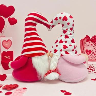 Imagem de Honamonoy Decoração de gnomos para o dia dos namorados, 2 peças de estatuetas de gnomo de pelúcia para casal, decoração de mesa de casamento, presentes de dia dos namorados para namorada, esposa
