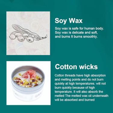 Imagem de Vela de Cera Soja em Lata Metal com Flor Seca Pedra Cristal para Aromaterapia Banho Cura Spa Meditação Relaxamento Mulheres