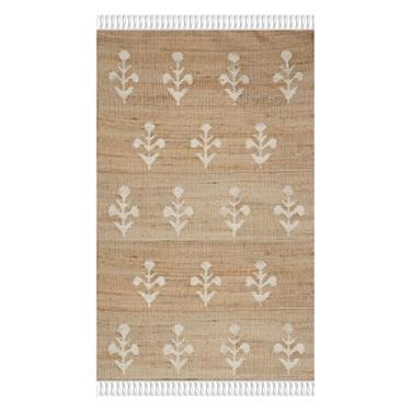 Imagem de Fabcollectioncrafts Tapete de juta flor marfim natural juta tecido à mão qualidade premium estilo boho tapete nórdico marroquino tapete decorativo boêmio