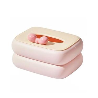 Imagem de porta-lenços Porta-lenços de papel para sala de estar, organizador de guardanapos para mesa de centro, gaveta charmosa para guardar papéis.(Pink)