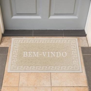 Imagem de Tapete De Entrada Capacho Residencial Vinil 60cm x 40cm Antiderrapante Home (4, Bem-vindo Bege)