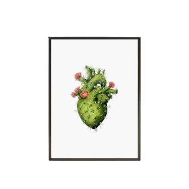 Imagem de Quadro Decorativo Coração De Cacto 34X23Cm