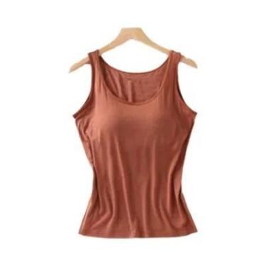 Imagem de Camiseta Regata Feminina Ajustada Com Sutiã Embutido Casual Camiseta S