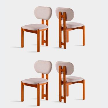 Imagem de Kit 4 Cadeiras Organicas Madeira Maciça Móveis Mundial /prata