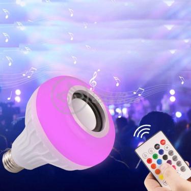 Imagem de Lâmpada Led 12W E27 Rgb Colorida Com Caixa De Som Bluetooth