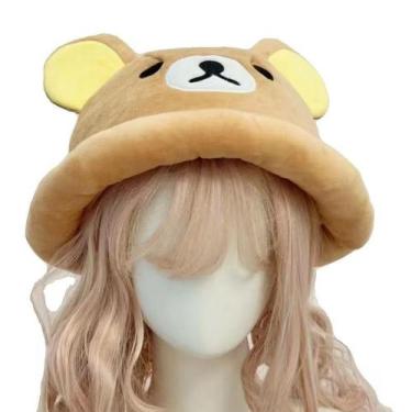 Imagem de Bucket Hat Rilakkumas Anime Plush, praia casual unissex - yiweisai