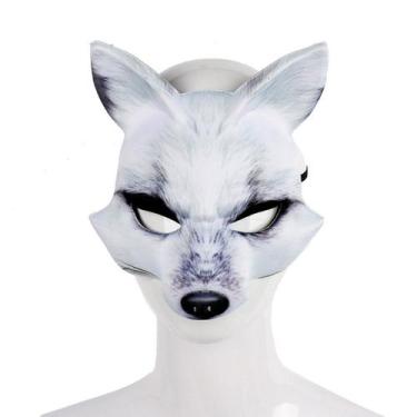 Imagem de Máscara Eva Half Face White Fox, fantasia de cosplay de Halloween - yi