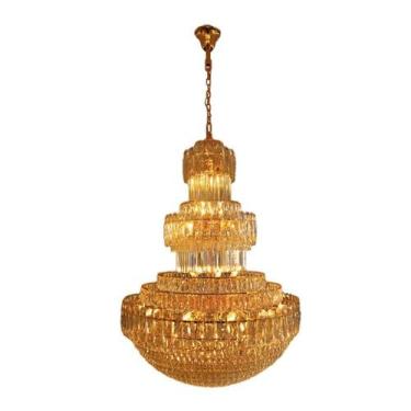 Imagem de Lustre Montserrat Dourado Com Cristal Trânsparente 110CM 40 Lâmpadas E