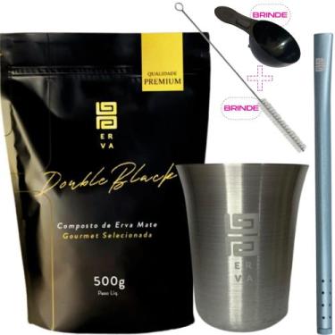 Imagem de Kit Para Tereré Black Erva Mate Copo de Alumínio e Bomba Canudo de Alu
