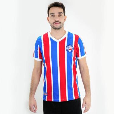 Imagem de Camiseta de Time RetrôMania Bahia 1988 Listrada Branco Azul e Vermelho
