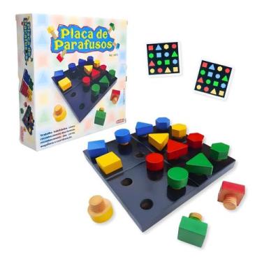 Imagem de Placa de Parafusos Brinquedos Educativos de Madeira Coordenação Motora