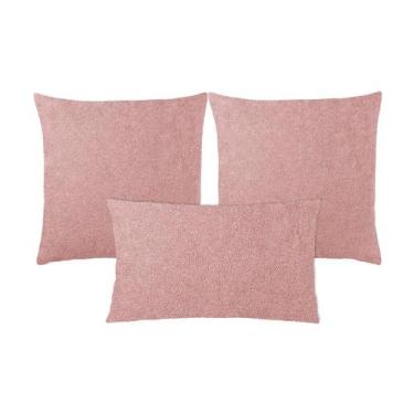 Imagem de Kit 3 Capas Almofada Baguete Bouclé Quadradas e Retangular  Zíper Invi