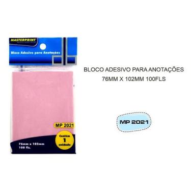 Imagem de Bloco Adesivo de Notas Rosa 76x102mm com 100 Folhas Masterprint MP2021