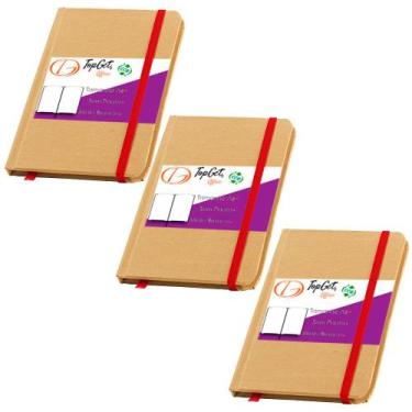 Imagem de Kit 3x Cadernetas Pocket 10x14cm 80 Folhas Sem Pauta Eco Lotus TopGet,