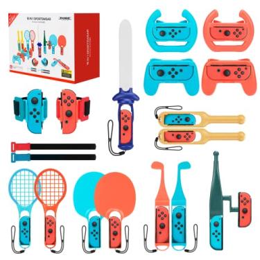 Imagem de Pacote de acessórios esportivos 18 em 1 kit de acessórios para nintendo switch jogos de esportes tacos de golfe para mario golf super rush a lenda de zelda mario tênis Ace acessórios compatíveis com switch/switch oled