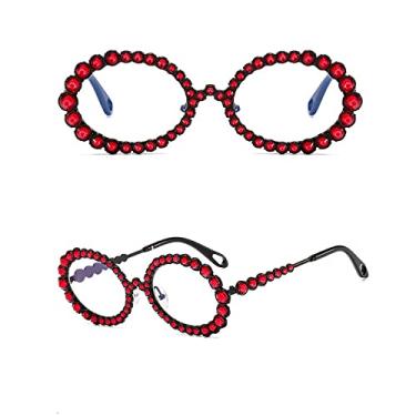 Imagem de Óculos de sol de strass de luxo feminino oval bling diamante óculos de sol fashion tons femininos redondos oculos de sol, 10, tamanho único