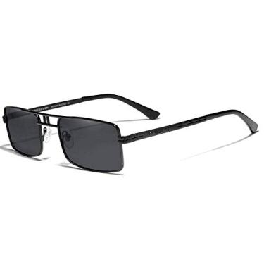 Imagem de Óculos de Sol Masculino KINGSEVEN Design Retangular Moldura Vintage Aço Inoxidavel com Proteção Uv400 Polarizado (C5)