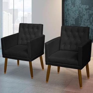 Imagem de Kit 2 Poltronas para Manicure Cadeira Decorativa Estofada Resistente Escritório Recepção MOBLAN decor (PRETO)