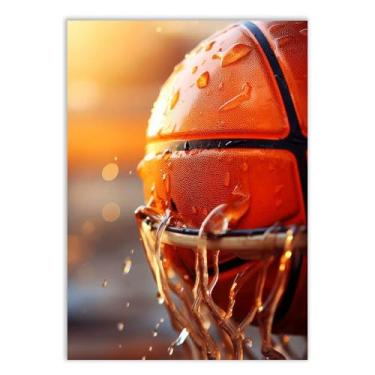 Imagem de Placa Decorativa Basquete Bola Molhada Cesta Decoração Poster Quarto Sala
