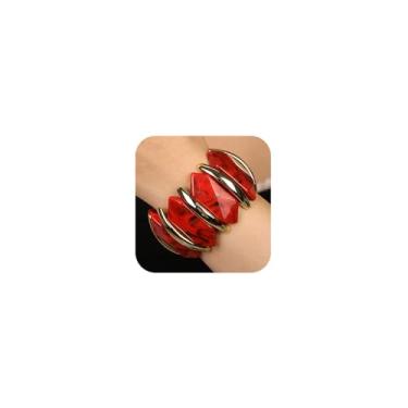 Imagem de wekicici Pulseiras pendentes de resina acrílica irregular grossa placa de acetato de tartaruga larga pulseiras elásticas coloridas acrílicas elásticas elásticas para mulheres, adjustable, Resina, Sem
