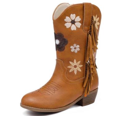 Imagem de Botas de cowboy Motasha Girls Brown Cowgirl tamanho 12 (30cm)