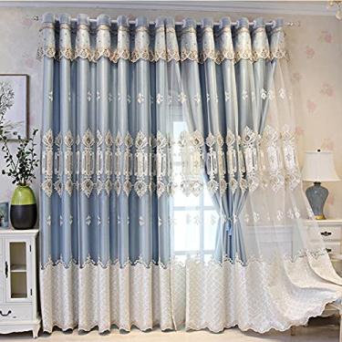 Imagem de Cortina blecaute de tule de camada dupla para sala de estar, elegante painel de cortinas escurecimento em camadas, blecaute em camadas, isolamento térmico, para quarto de menina, com isolamento