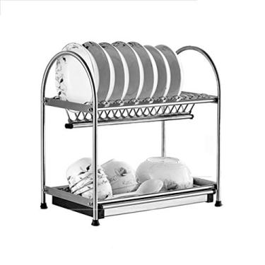 Imagem de BSNANCA Escorredor com suporte de talheres, escorredor de louça, suporte de talheres rack de armazenamento de aço inoxidável 304 suprimentos de cozinha rack de drenagem rack de talheres (A) (A)