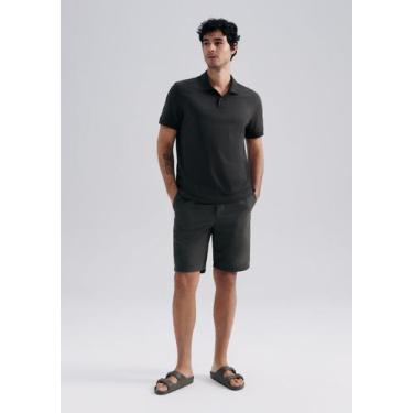 Imagem de Bermuda Básica Masculina Reta Em Sarja - Hering, G, Verde escuro