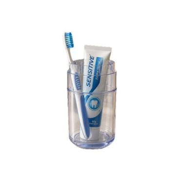Imagem de Porta Escova Acrílico Cristal Pasta Dente Transparente - Zanella