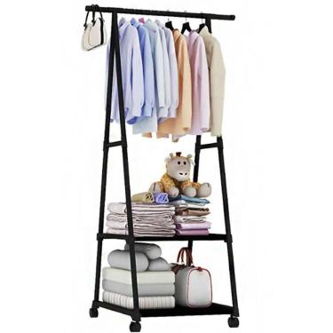 Imagem de Arara De Roupas Closet Multifuncional Prateleira Com Rodas