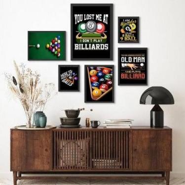 Imagem de Composição 6 Quadros Decorativos Bilhar Sinuca - Com Vidro - Quadros O