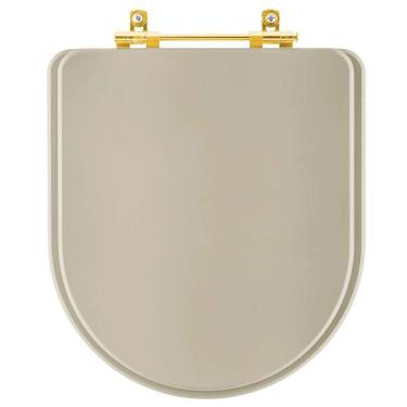 Imagem de Assento Sanitario Poliester Carrara Bege Saara Para Vaso Deca Com Ferragem Dourada