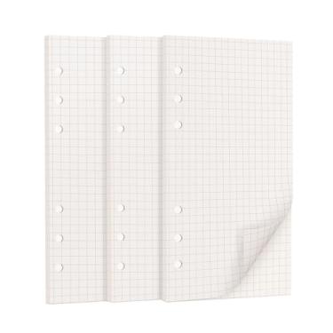 Imagem de Refil de papel A6 de folhas soltas, 135 folhas de refil de grade de 5 mm, compatível com fichário de 6 anéis, papéis de inserção de 100 GSM para cadernos, escola, escritório, notas de faculdade