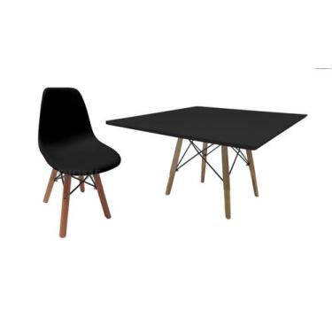 Imagem de Mesa Quadrada infantil 80cm Preto Eiffel 1 cadeira - jthome