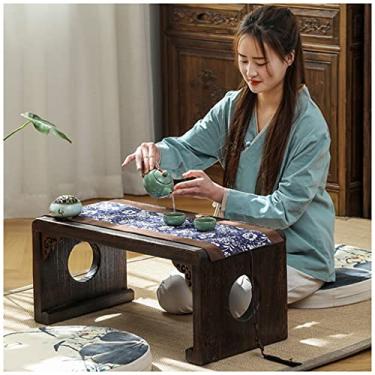 Imagem de Mesa de meditação mesa de altar pequena mini móveis de piquenique portáteis mesa baixa de tatami mesa de tatami para computador portátil para espaços pequenos quarto sala de estar entrada quinta