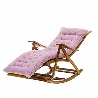 Imagem de Cadeira de balanço dobrável, poltrona reclinável, espreguiçadeira ajustável, cadeira de balanço de madeira com encosto alto, poltrona de terraço com almofadas