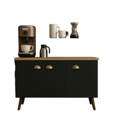 Imagem de Aparador Buffet 3 Portas Com Pés Retro Cantinho Do Café(NATURE/PRETO)