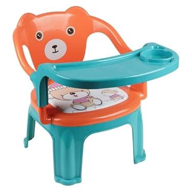 Imagem de Cadeira infantil de Alimentação Ursinho com apito Cadeira Infantil para Refeições (Verde/Laranja)