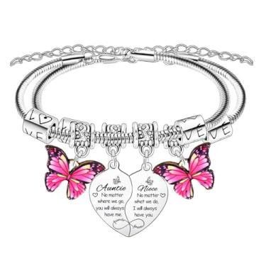 Imagem de Wimeiren Conjunto de pulseiras Aunt Niece para 2 pulseiras de tias da sobrinha, presentes de Dia das Mães para tia, presente de Natal para tias, melhores tias, presente para mulheres
