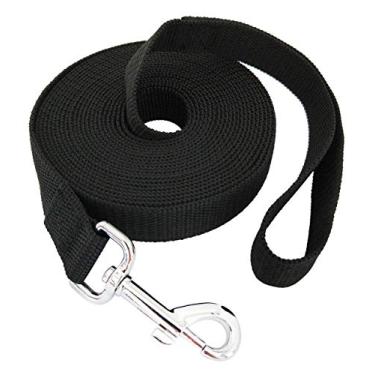 Imagem de Taida 20 pés 30 pés 40 pés 127 m Nylon Longo Treinamento Cachorro Coleira para Cães Pequenos Médios Grandes, Longas Correias Cão/Puppy Chumbo para Obediência Treinamento Retrô, Acampamento ou Quintal, 1 polegada de largura (20 pés, Preto)
