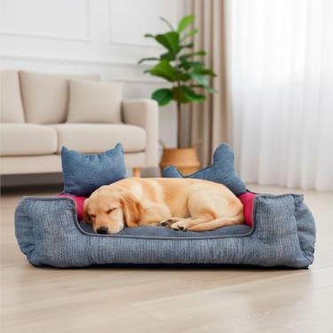 Imagem de Cama Pet Quadrada Gorgopet com Fundo Impermeável na cor Chumbo. Tecido Gorgurinho (50x50x15 cm) e inclui Almofada e Almofada Ossinho para Cães Pequenos e Médios