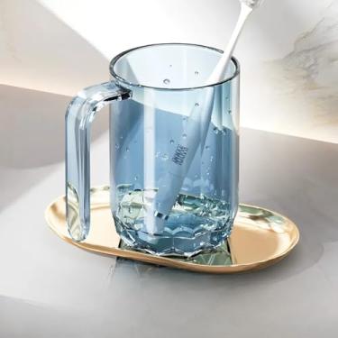 Imagem de Suporte de escova de dentes de plástico à prova de estilhaçamento com alça design texturizado recipiente de higiene bucal diário acessório de bancada compacto recipiente de uso diário resistente