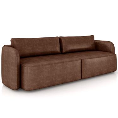 Imagem de Sofá 3 Lugares Sala Living Orgânico 240cm Oregon K01 Couríssimo Marrom - Lyam Decor