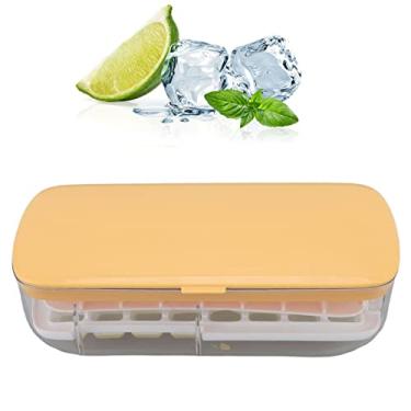 Imagem de Bandeja de cubos de gelo com tampas,24 grades conjunto de bandeja de cubos de gelo para freezer colher placa prensa de silicone fabricante de cubos de gelo para casa bar, Bandeja de cubos gelo F