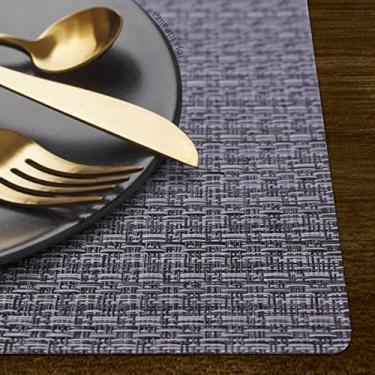 Imagem de 4 Jogo Americano Tela Trançado Trama Rústico Resistente CZ