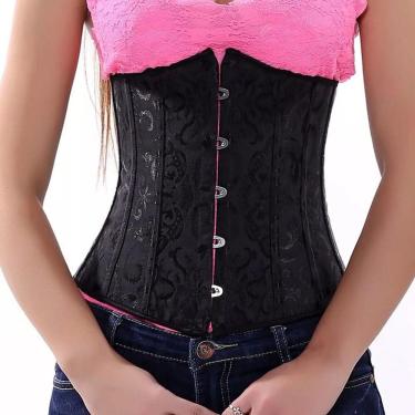 Imagem de Corset Corselet Cinta Modeladora Redutora Underbust Linha Floral Preto M533
