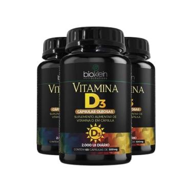 Imagem de Kit 3 Vitamina D3 2000 UI - Vit D Colecalciferol 60 Cápsulas Oleosas Softgel Bioklein
