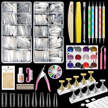 Imagem de Kalolary Clear Coffin Nail Tips Kit, Long Coffin Square Nails Full Cover, 1000Pcs Clear Fake Nail Ballerina False Nails Press On Nails for Nail Practice Nail Art DIY