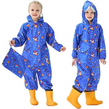 Imagem de Roupa de chuva infantil infantil para meninos e meninas, moletom com capuz e zíper, impermeável, 1 a 10 anos, Azul, 2-5 Anos